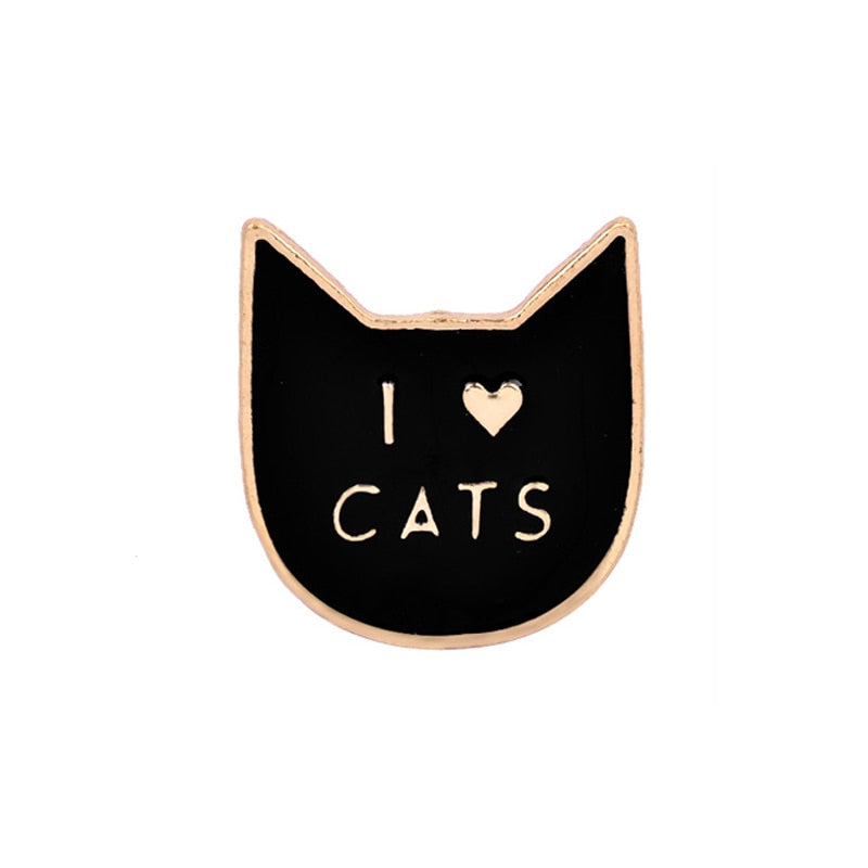 Black White Cats Enamel Pins