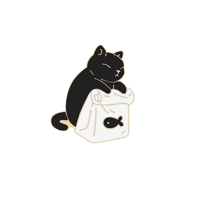 Black White Cats Enamel Pins