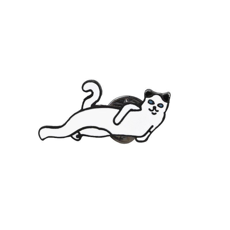 Black White Cats Enamel Pins