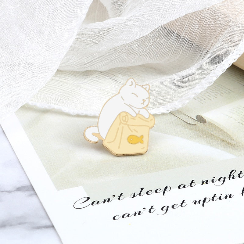 Black White Cats Enamel Pins