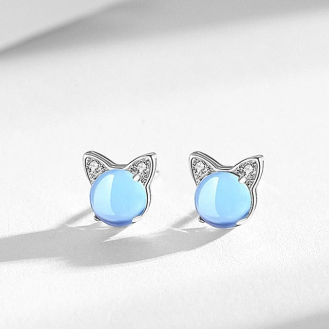 Blue Cat Pearl Earrings