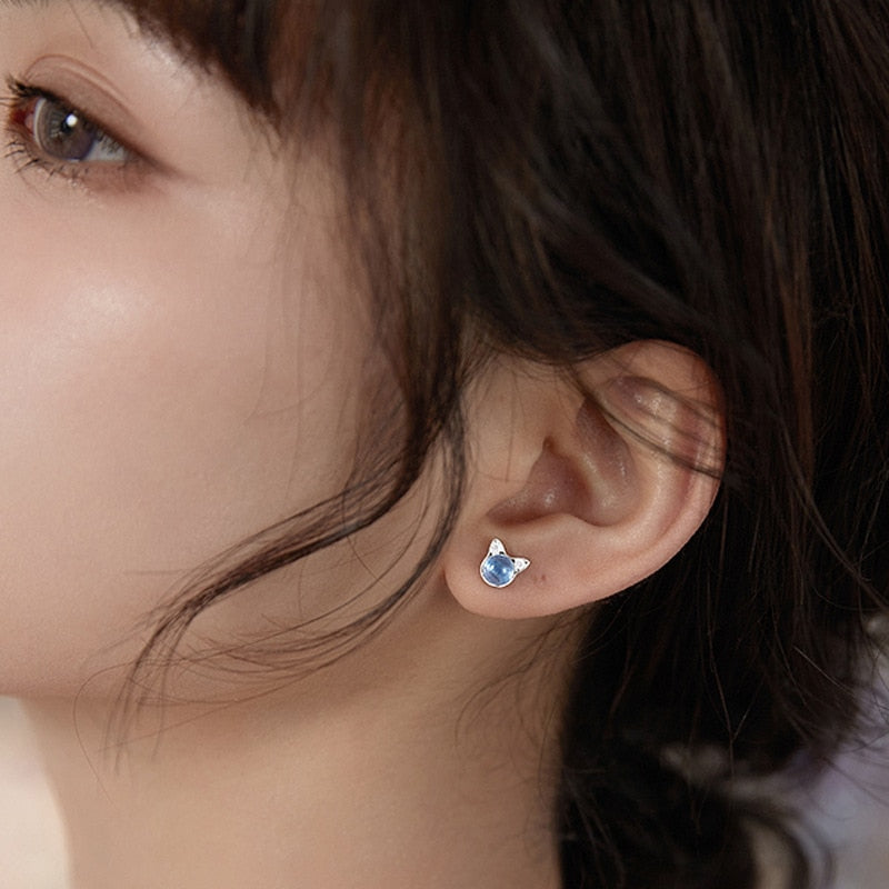 Blue Cat Pearl Earrings