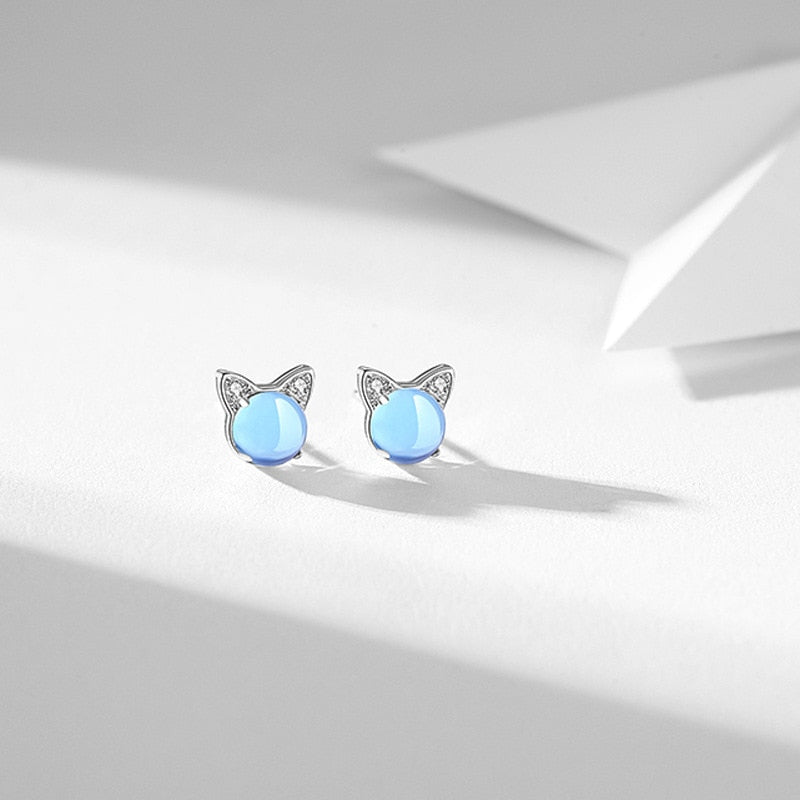 Blue Cat Pearl Earrings