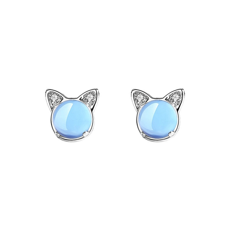 Blue Cat Pearl Earrings