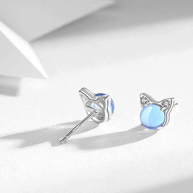 Blue Cat Pearl Earrings
