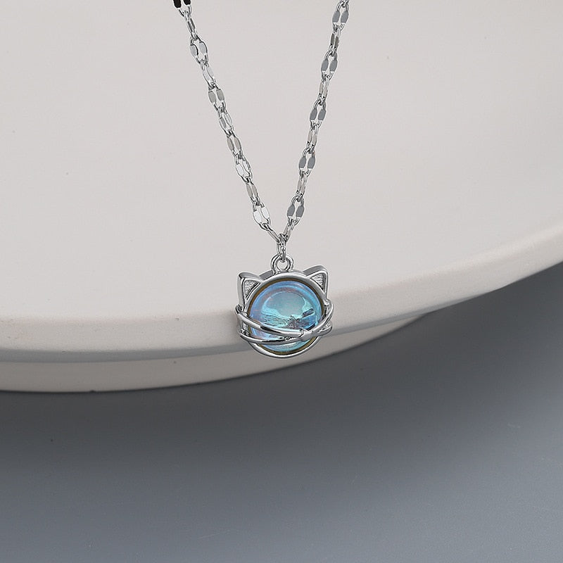 Blue Cats Eye Necklace