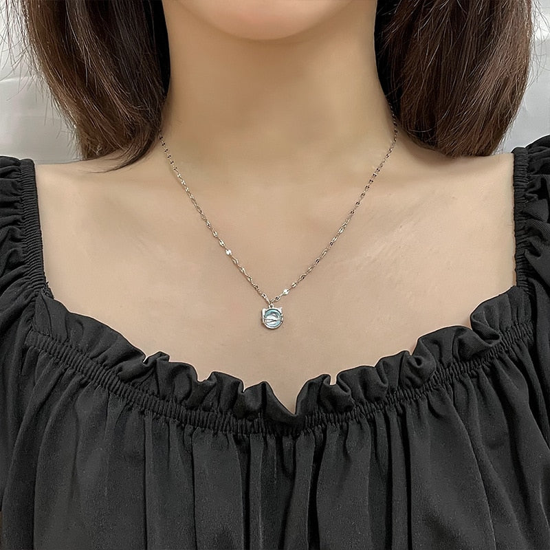 Blue Cats Eye Necklace