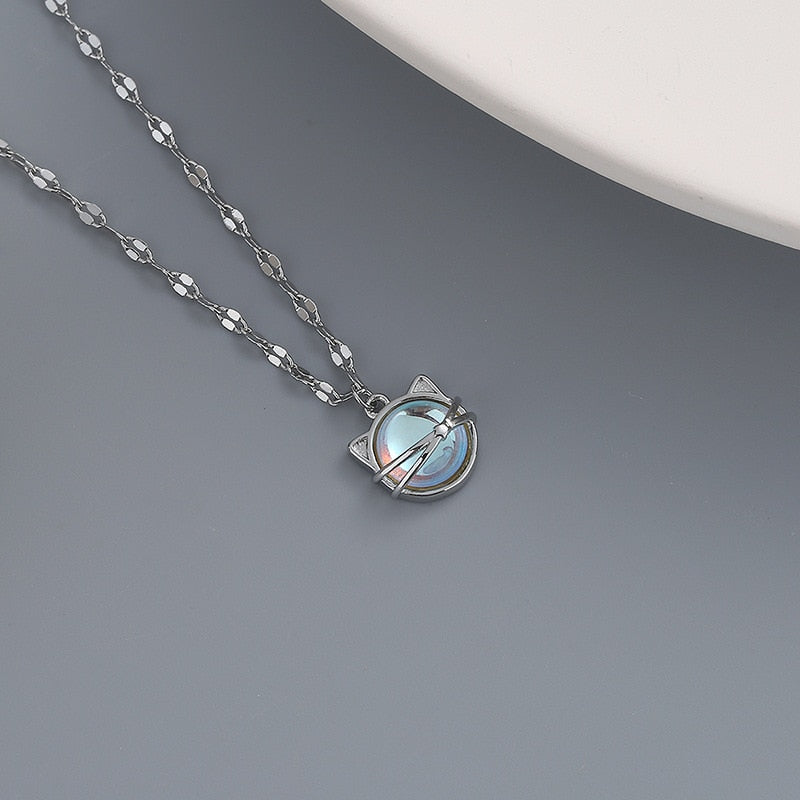 Blue Cats Eye Necklace