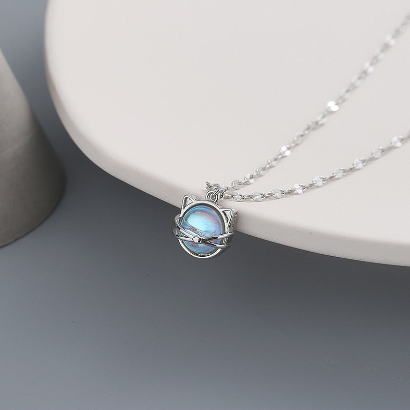 Blue Cats Eye Necklace