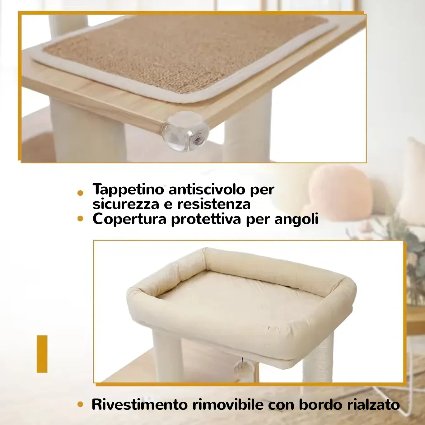 BoxCat albero tiragraffi in legno con sisal naturale, ampia piattaforma e armadietto multiuso per gatti