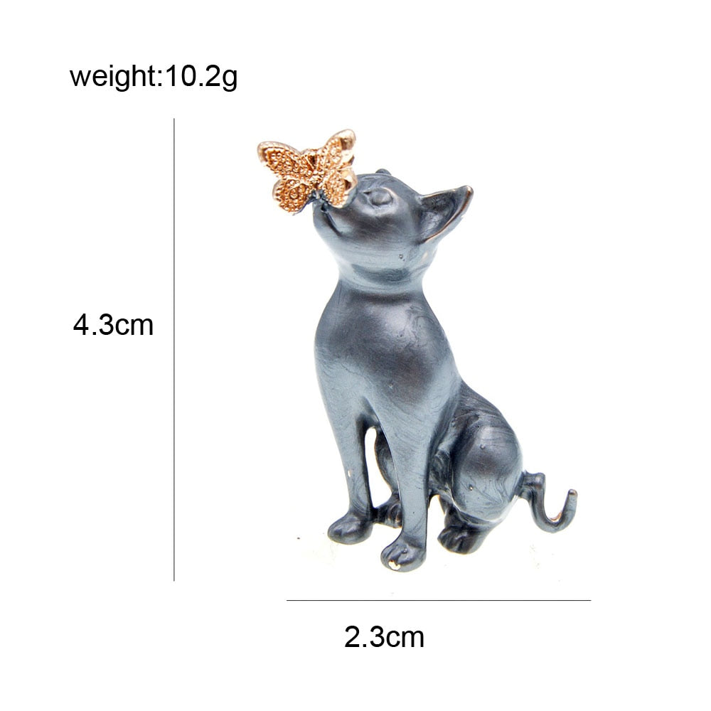 Cat And Butterfly Brooch