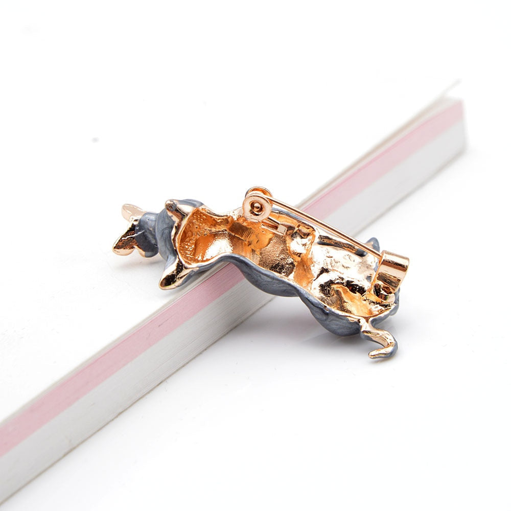 Cat And Butterfly Brooch