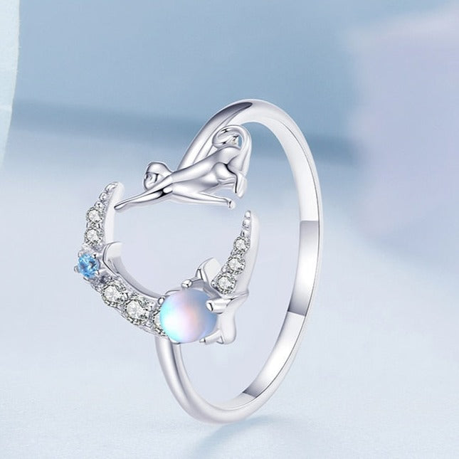 Cat and Moon Ring