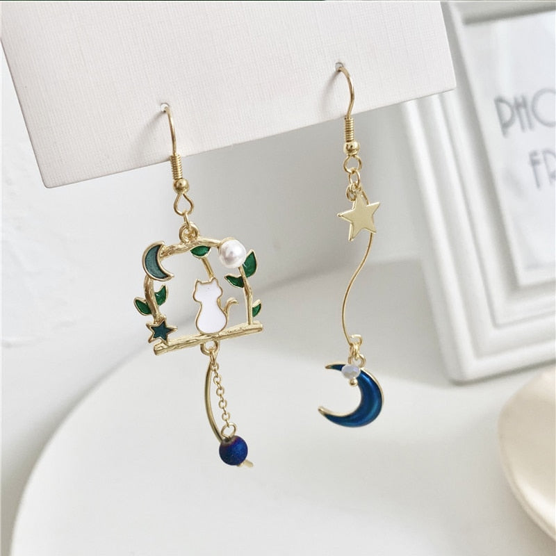 Cat Bird Earrings