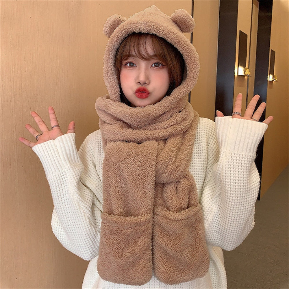 Cat Ear Hat Scarf Gloves Set