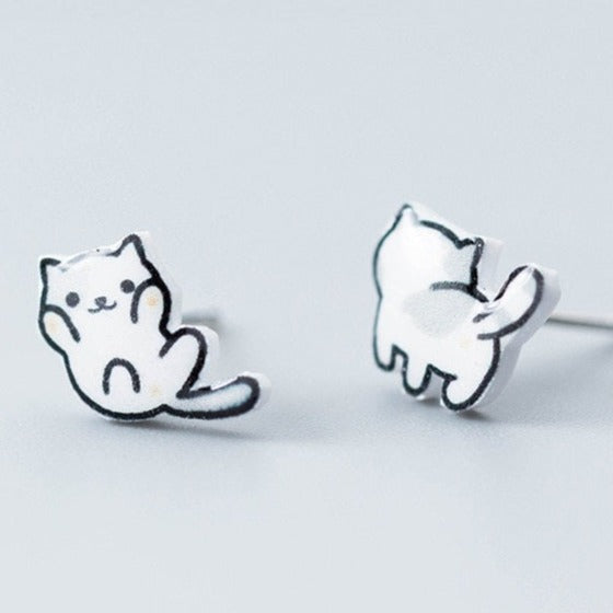 Cat Earrings Silver