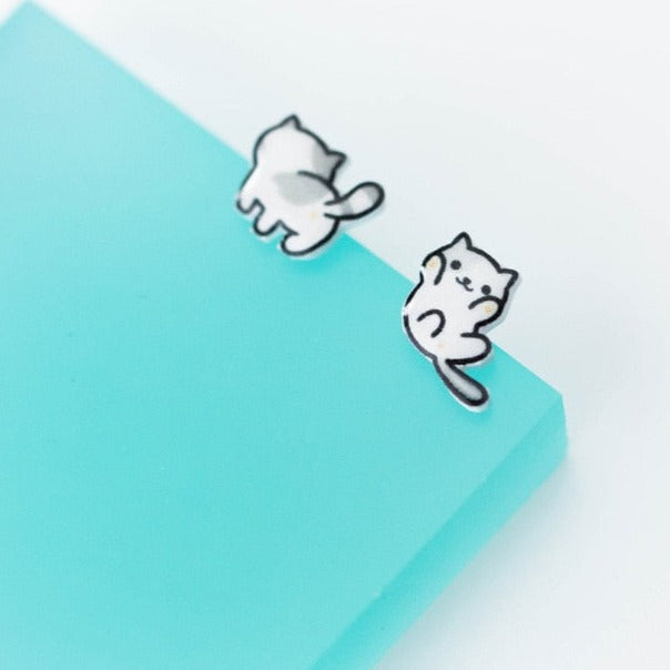 Cat Earrings Silver