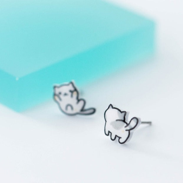 Cat Earrings Silver