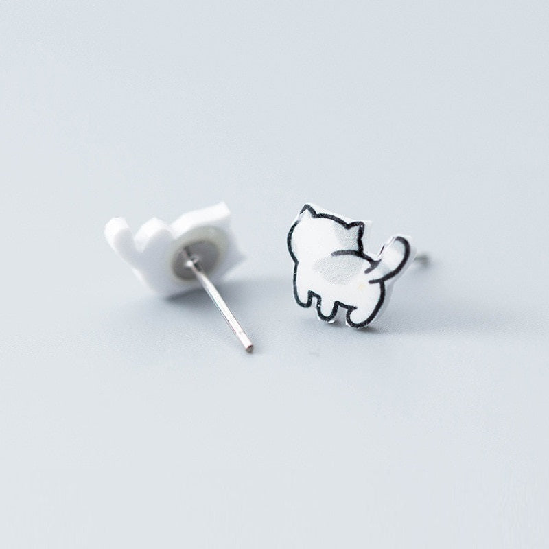 Cat Earrings Silver