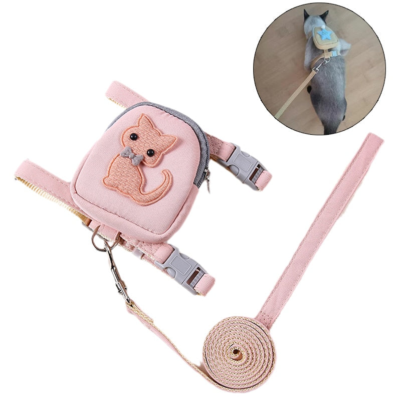 Cat Harness Leash with Backpack