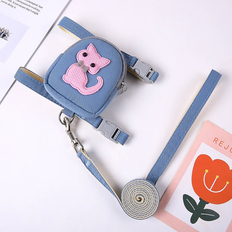Cat Harness Leash with Backpack