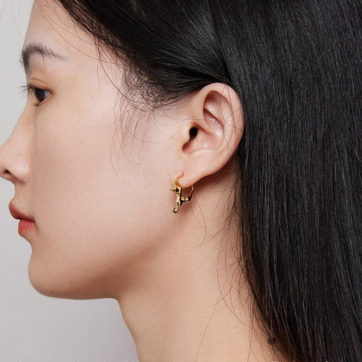 Cat Hoop Earrings