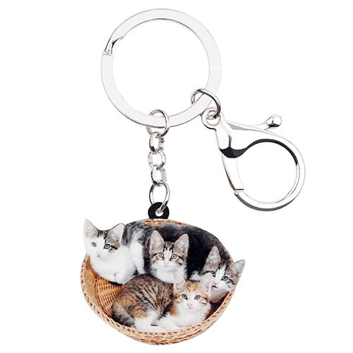 Cat in Basket Keychain