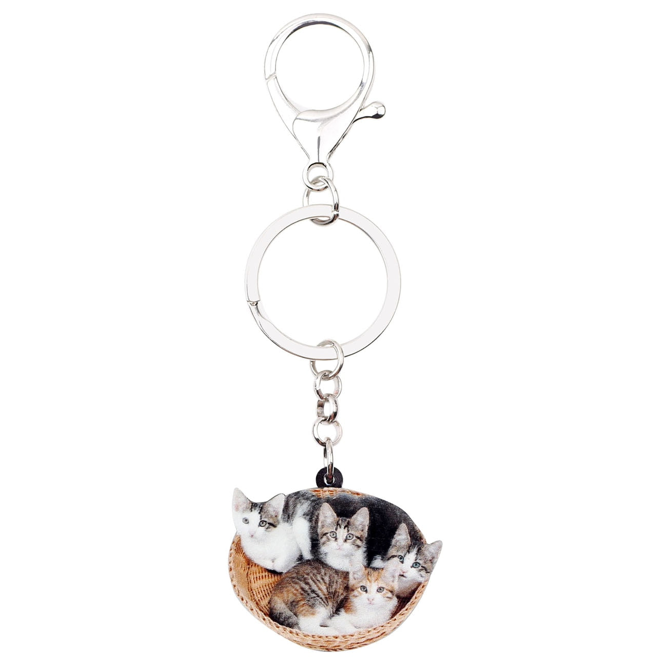 Cat in Basket Keychain