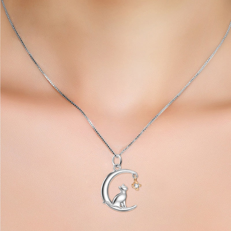 Cat Moon Star Necklace