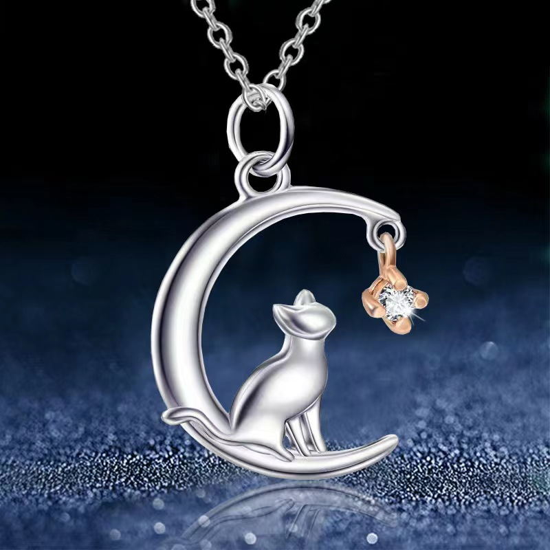 Cat Moon Star Necklace