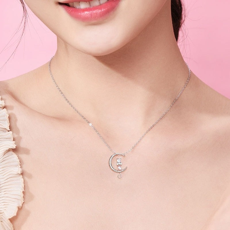Cat on the Moon Necklace