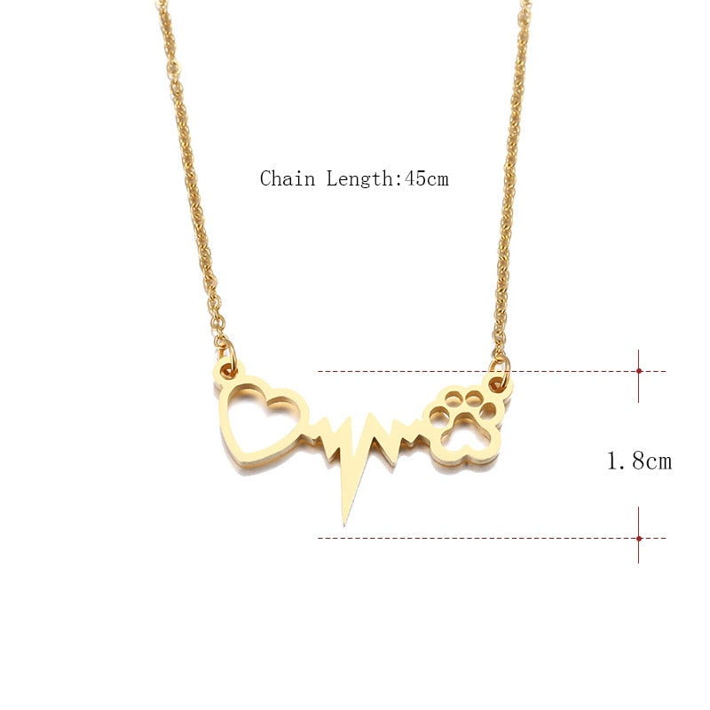 Cat Paw Heart Necklace