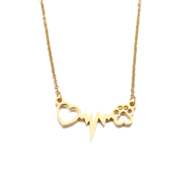 Cat Paw Heart Necklace