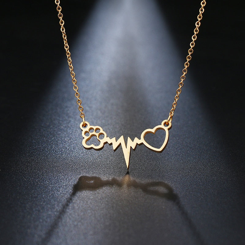 Cat Paw Heart Necklace