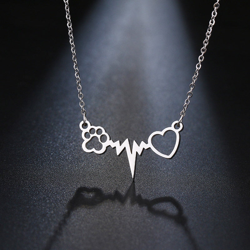 Cat Paw Heart Necklace