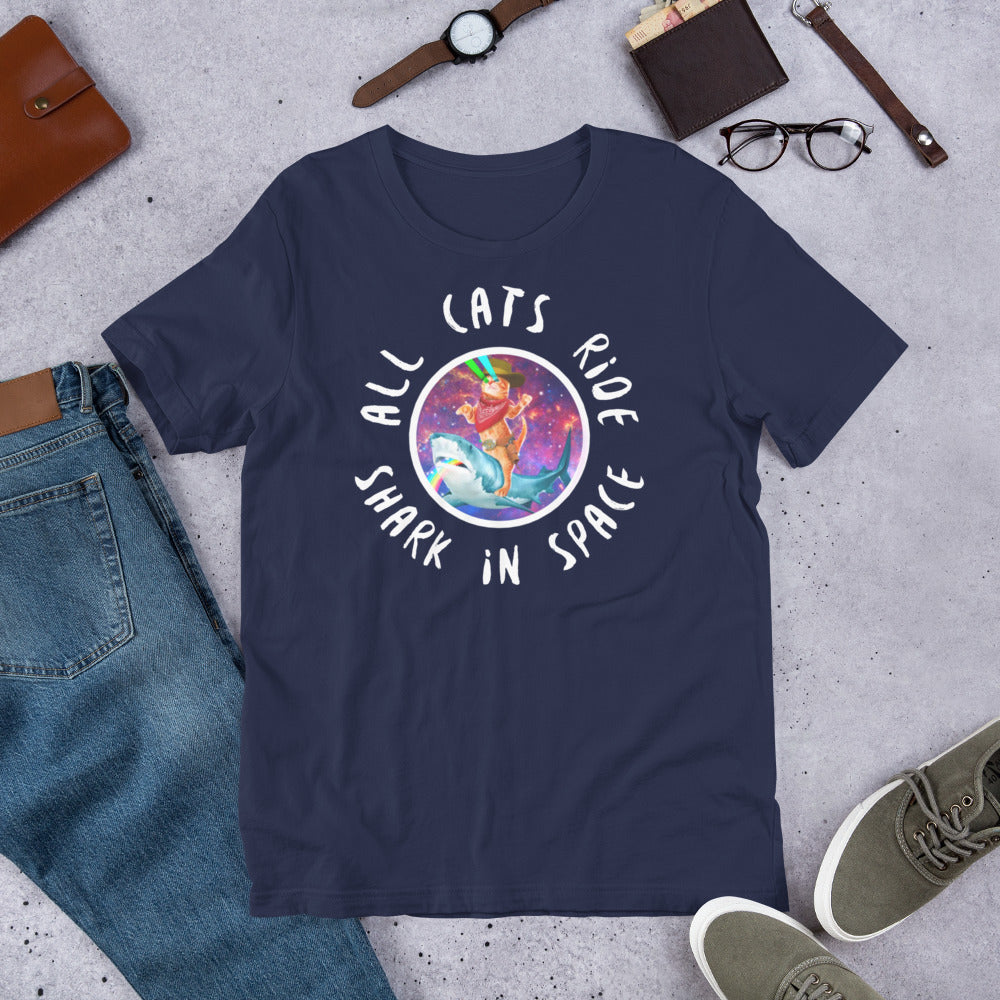 Cat Riding Shark shirt
