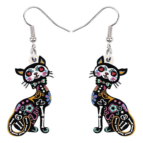 Cat Skeleton Earrings