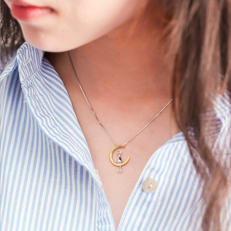 Cat Tail Moon Necklace