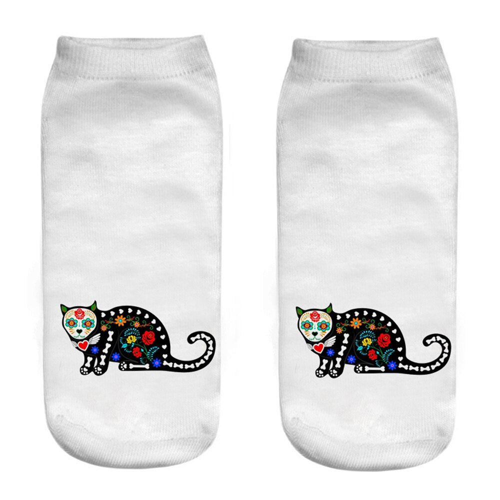 Cat White Socks
