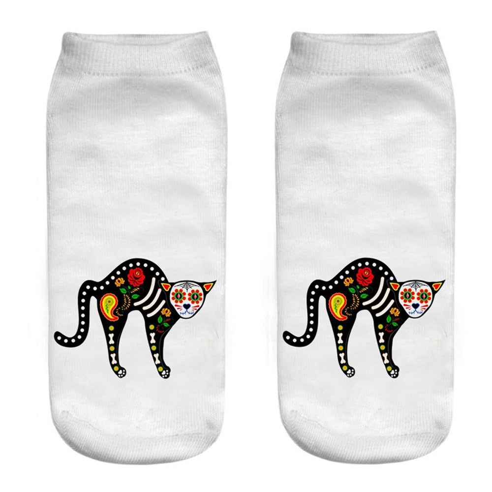 Cat White Socks
