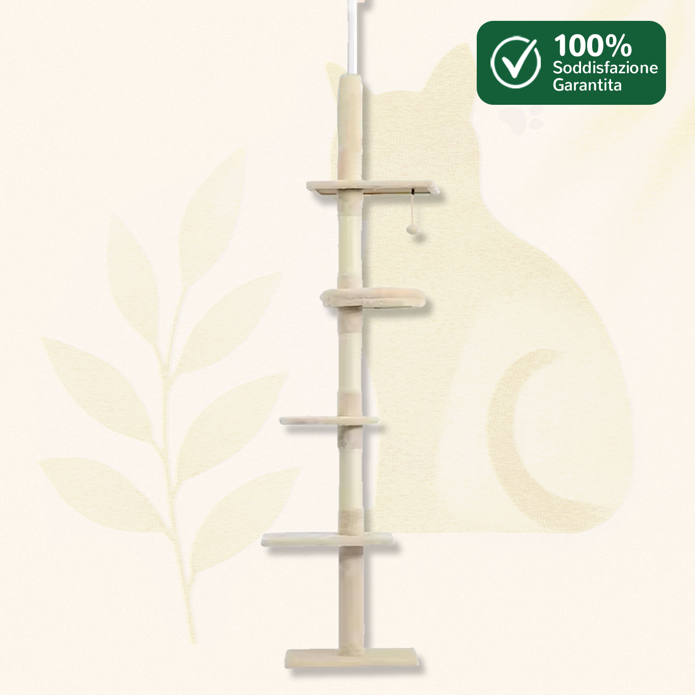 ClimberCat™ albero tiragraffi alto color beige con tiranti a soffitto