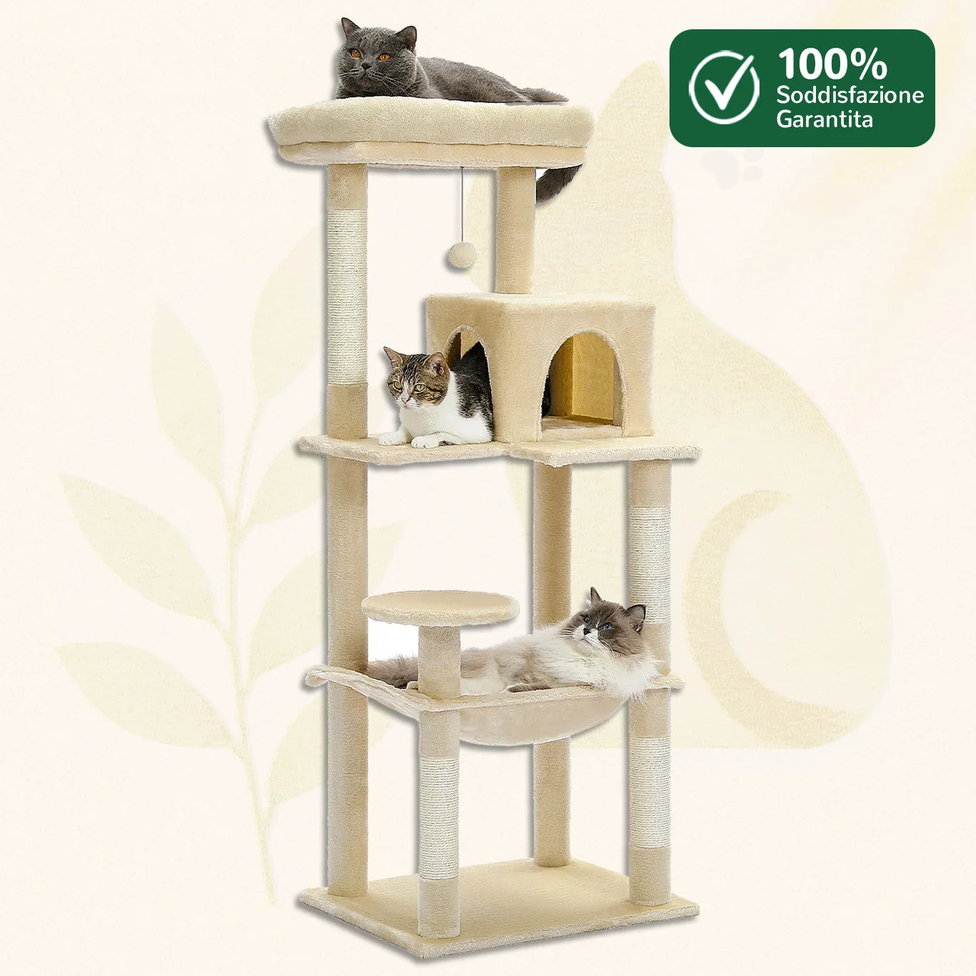 Albero tiragraffi ClimbLux™ con percorsi multistrato per 2-3 gatti