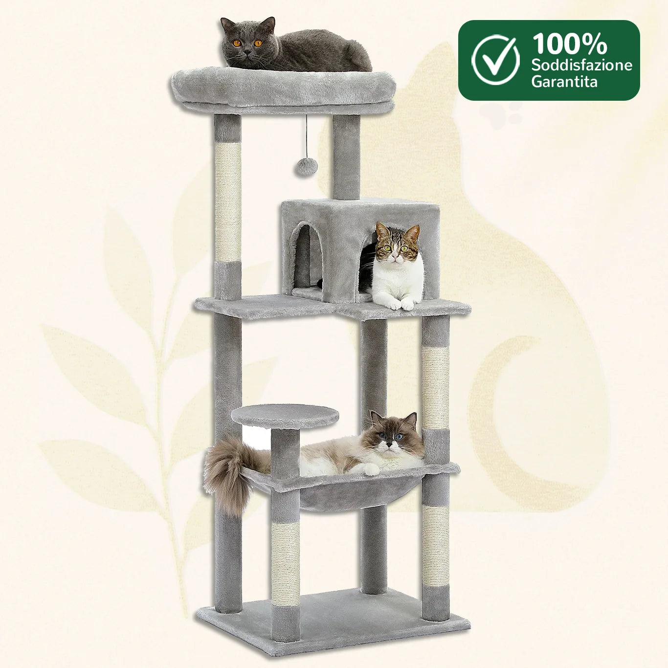 Tiragraffi ClimbLux™ XXL grigio scuro con amaca e doppio condo