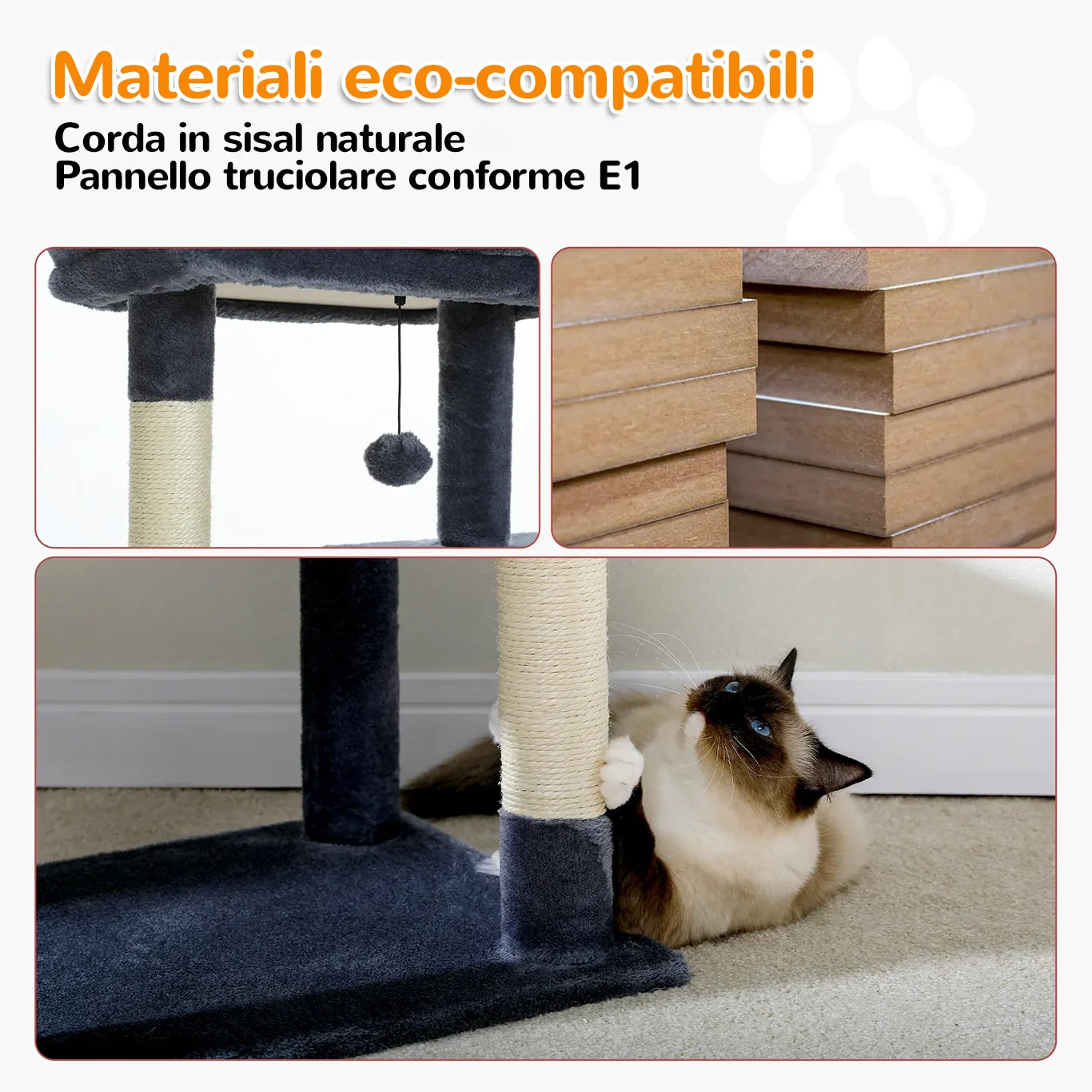 Tiragraffi ClimbLux™ con corda in sisal naturale e pannelli eco-compatibili