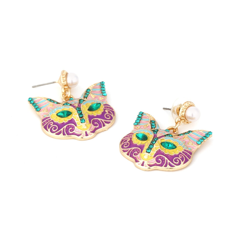 Colorful Cat Head Earrings