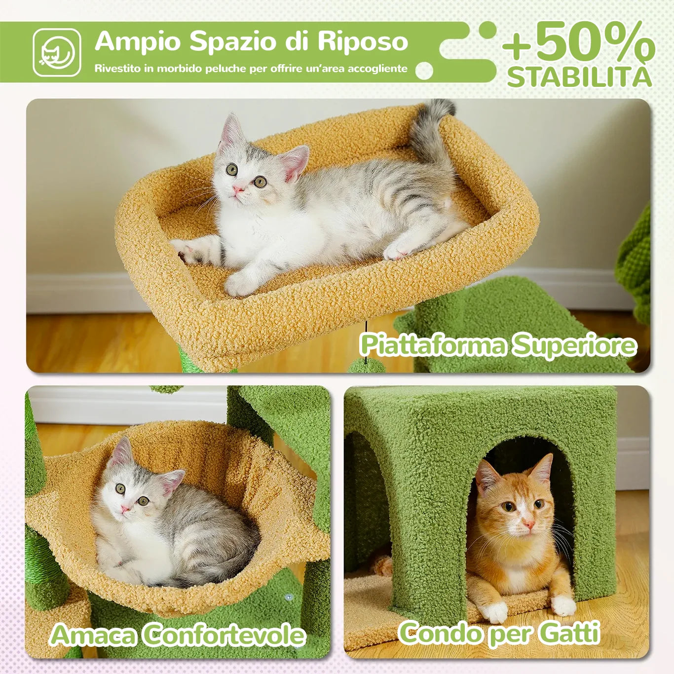 Albero tiragraffi ColorPaws™ con piattaforma superiore, amaca confortevole e condo per gatti