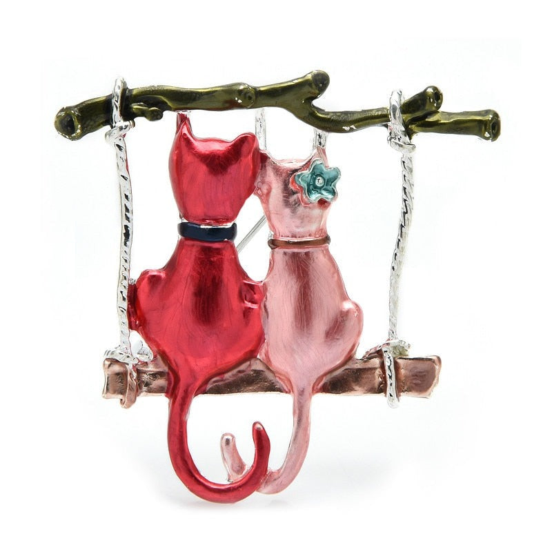 Couple Cat Brooch