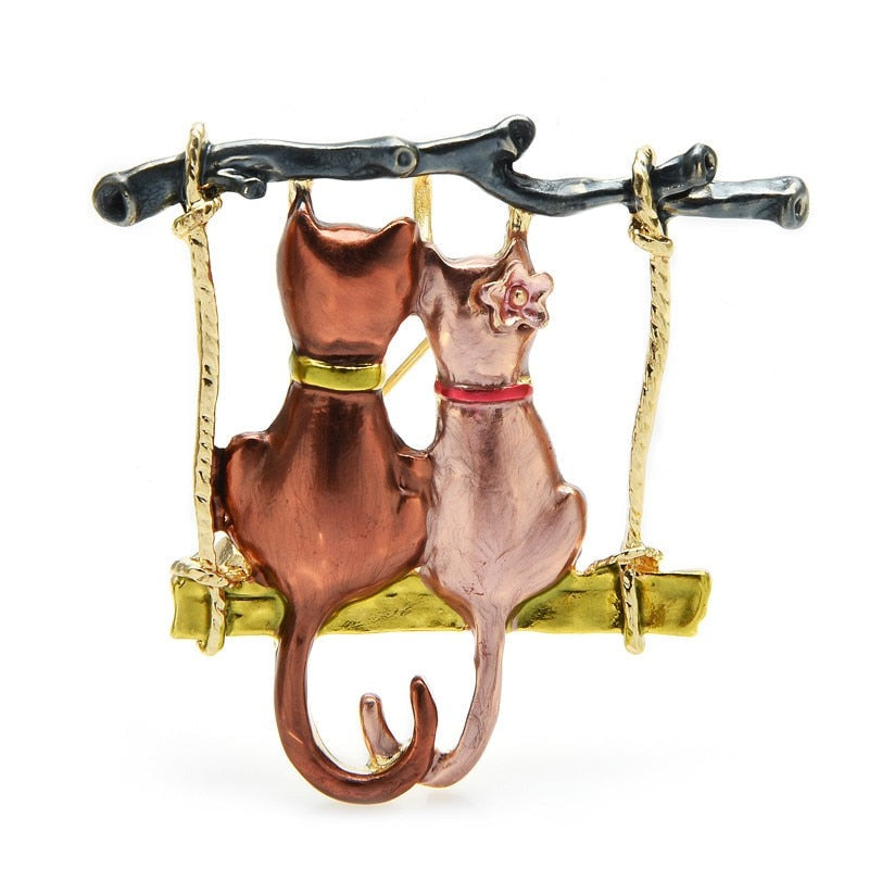 Couple Cat Brooch