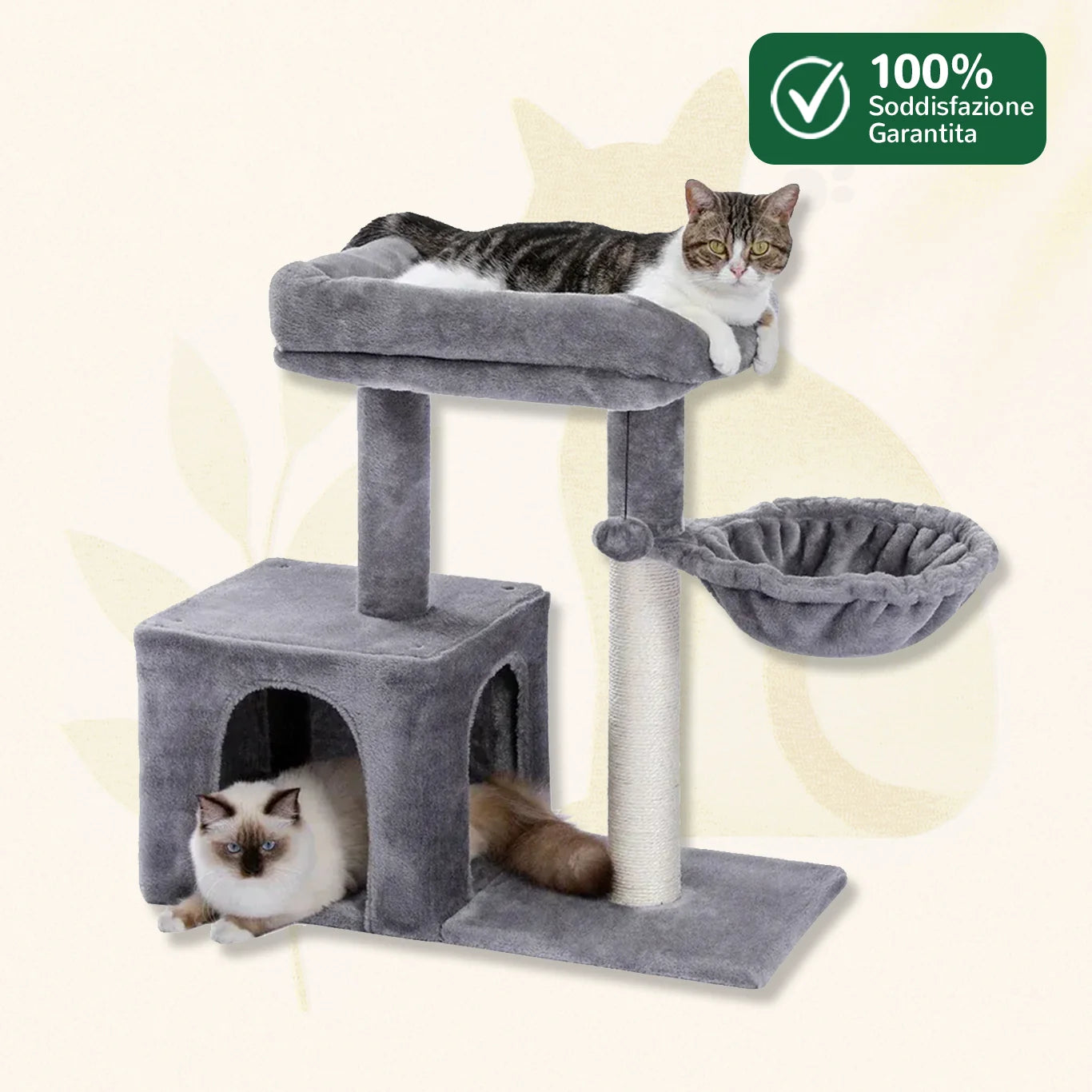 CozyNest™ – Albero per Gatti Compatto con cuccia e tiragraffi elegante