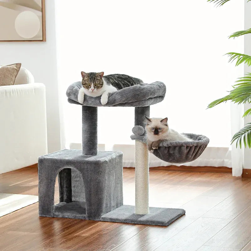 CozyNest™ – Albero per gatti grigio salvaspazio con area gioco e riposo